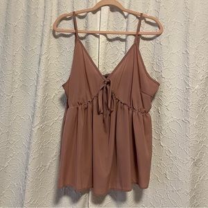 Dusty Rose Plus Size Tank Top with Tie